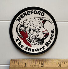 Vintage Hereford The Answer Breed Cattle Cow Farm Round Sticker Decal Emblem NOS picture