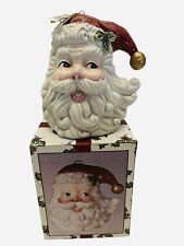 Vintage Whimsical Santa Claus Head Figural Ceramic 4” Christmas Bell NEW In Box picture