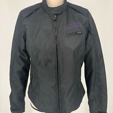 Harley Davidson Motorcycle Black Purple Full Zip Embroidered Coat WOMENS SIZE S picture