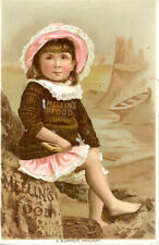 1890s Original Victorian Trade Card. Mellin's Food. Little Girl At The Beach picture