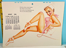 1956 August George Petty Pin-Up Risque Calendar Page picture