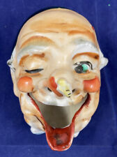 Vintage Smoking Ugly Old Guy Head Cigarette Ashtray Japan Ceramic Porcelain picture