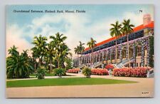 Postcard Grand Stand Entrance Hialeah Park Florida FL, Vintage Linen J8 picture