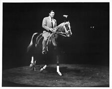 1955 Globe Press Photo 67th National Horse Show Man Riding Horse Trots Caffery picture