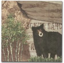 TWO Individual Paper Cocktail Beverage Decoupage Napkins Wilderness Bear Animal picture