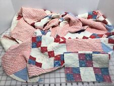 vintage cutter quilt piece lots of red, blue and white picture