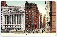 Stock Exchange And Wall Street New York City NYC Historical Landmarks Postcard picture