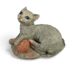 Vintage Schmid Cat Figurine Siamese Sculptured Porcelain 1980 Signed 4 inch picture