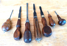 Antique Wood Handle Screwdriver lot Cabinet Maker's Marked Disston, Buck picture