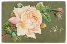 Vintage Embossed Postcard c1908 Best Wishes Roses Unposted picture