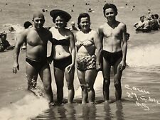 1961 Vintage Photo Women Bikini Guys ATHLETE Handsome Men Trunks Beach Gay int picture