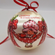 Vtg Strawberry Shortcake Ribbon & Bows Christmas Satin Ball Ornament 1983 USA picture
