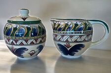 Deruta Italian Pottery Creamer & Covered Sugar Set Hand Painted picture