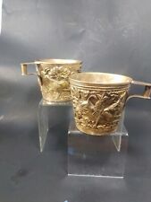 Vtg Vapheio Mycenaean Museum Replica Ritual Cup Bull Copper Brass 50's Hand Made picture