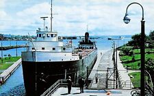 Soo Locks Ship Steamer Sir Thomas Shaughnessy Launch Harbor Vtg Postcard E25 picture