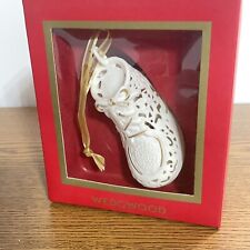 Vintage Wedgwood Baby's First Christmas Ornament, White Lace Shoe Unisex picture