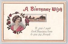 Postcard Birthday Wish Luck Happiness Love To Friend Antique Unposted c1915 picture