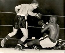 LG920 1953 Wire Photo DEL FLANAGAN ALAN MOODY Boxing Fighter Knockout Punch Hit picture