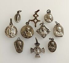 Mama-Estelle Lot 10 Antique Small Religious Medals Metal Lot 1 picture