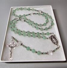Large One Of A Kind Hand Crafted Rosary Made With Green Adventurine And Quartz picture