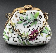 Limoges French Accents Studio Purse with Coin Floral Trinket Box Peint Main #289 picture