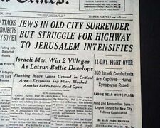 BATTLE FOR JERUSALEM Jews Jewish Mandatory Palestine Surrender 1948 Newspaper    picture