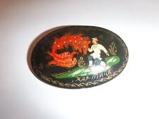 Vintage Hand Painted Lacquer Russian Brooch Dragon Figural Artist Signed picture