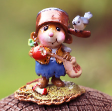Wee Forest Folk WEE JOHNNY APPLESEED, WFF# M-672, Blue Mouse, Copper Pot Hat picture