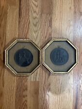 Vintage Black basalt framed medallions Pair picture