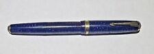 Vintage Original Parker Blue Diamond Striped Double Jewel Vacumatic Fountain Pen picture