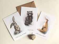 Custom Holiday Postcard with Envelope. Cute Animals .Set 3. picture