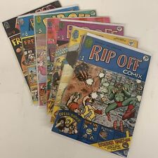 Lot of 7 Rip off Comix Comic 1 2 3 4 5 8 9 FN NM Various Prints READ picture