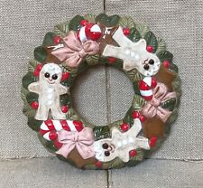 Vintage Hobbyist 8 Inch Gingerbread Holly Berries Ceramic Wreath Christmas picture