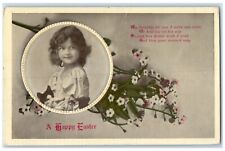 c1910's Easter Pretty Girl With Cat Flowers Shubenacadie NS Canada Postcard picture