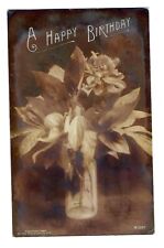 1907 Rotograph RPPC Birthday Greetings Postcard Vase of Flowers picture