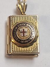 Vintage Brown University Locket Necklace 12k Gold GF Seal Sigillum Brunensis picture