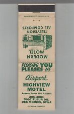 Matchbook Cover Airport Highview Motel Des Moines, IA picture
