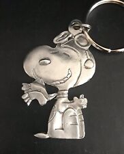 Pewter Silver SNOOPY Pilot Flying Charlie Brown Peanuts Figurine Keychain A picture