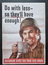 1941 WW2 USA AMERICA RATIONING FOOD ARMY SOLDIER TROOPS PROPAGANDA POSTER 632 picture