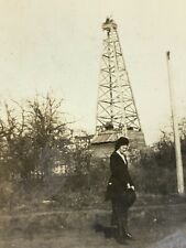 AiE) Found Photo Photograph Vintage Woman Posing Tower 2 Men Sitting On Top picture