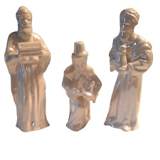 3 Piece White Nativity Figures Three Kings Wise Men Magi Majollica picture