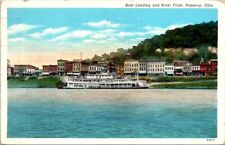 Vintage Postcard Paddle Boat Steamer at Boat Landing Pomeroy Ohio OH 1942   V839 picture
