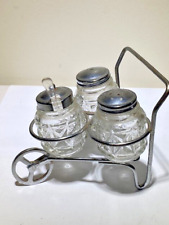 Vintage Wheelbarrow Cart Glass Salt & Pepper Shaker Condiment Jar w/Spoon BNT911 picture