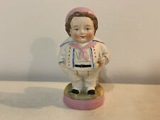 Antique Bisque Porcelain Happy Fat Fats Doll Match Holder Boy w/ Pipe picture