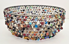 Vintage Wired and Glass Beaded Bowl 9.25