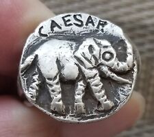 Ancient Roman Imperial Solid Silver Legionary Ring Legio V Alaudae Julius Caesar picture