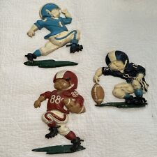 Set of 3 VTG HOMCO Cast Metal Football  Wall Art Figures 1976  #1254 #2 picture