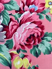 LUXE 1930's Dream-a-Delic PINK Cottage Roses CHINTZ Barkcloth Era Vintage Fabric picture