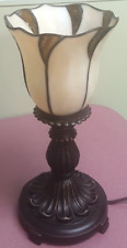 VINTAGE Tiffany-Style Stained-Glass Torchiere Side Table Lamp - 12 Inches Tall picture