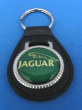 Jaguar leaper genuine grain leather keychain key fob used old stock collectible picture